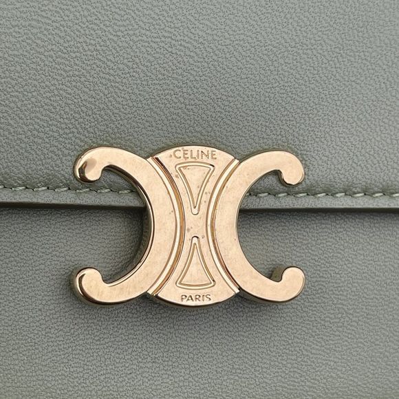 CELINE LARGE WALLET TRIOMPHE IN SHINY CALFSKIN DARK OLIVE Box And Dust Bag - Picture 4 of 16